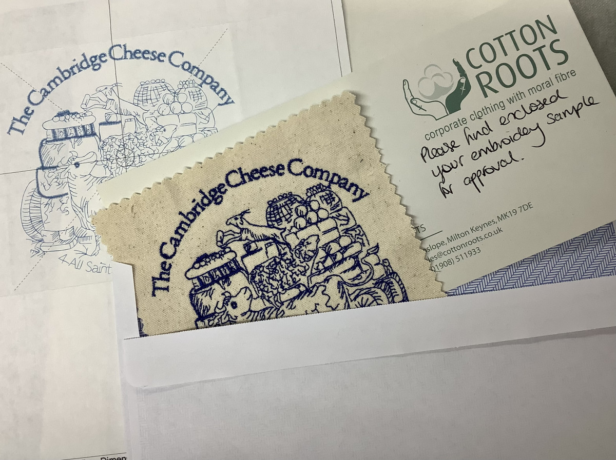 Cambridge Cheese embroidered logo sample