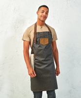 Waxed-look denim & Faux Leather Apron 