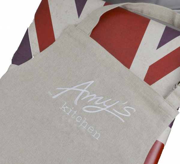 Aprons made in Britain for Amy's Kitchen Aprons made in Britain apron This example was made from yarn woven in the UK Britian